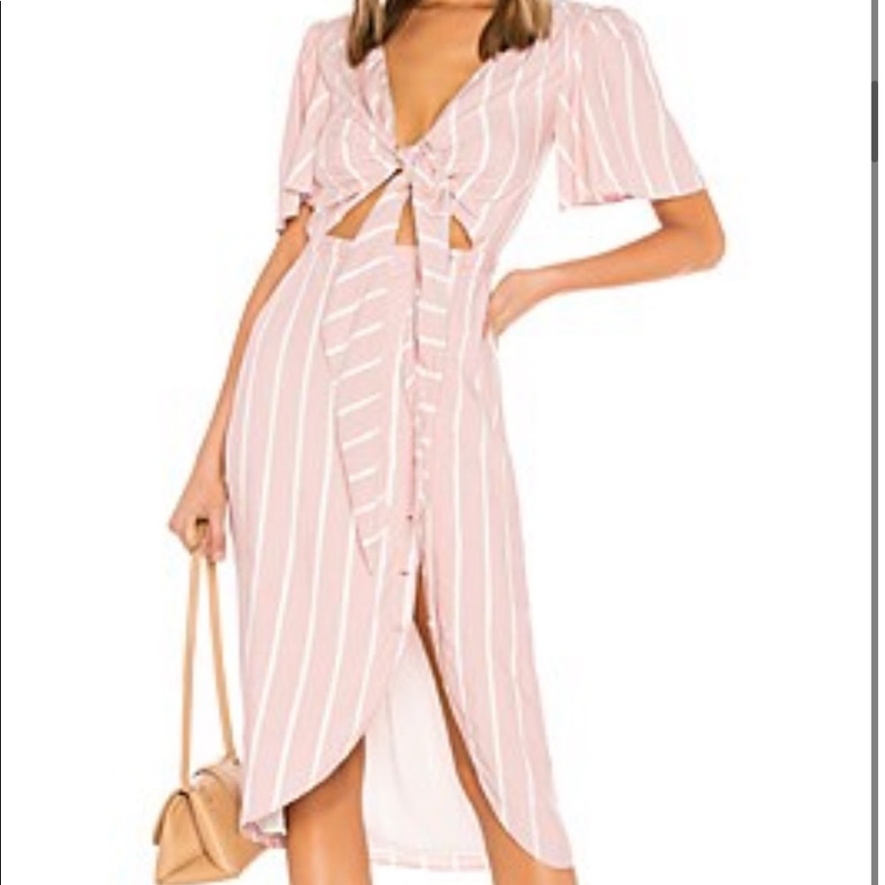 Auteur Dusty a pink Stripe summer dress medium